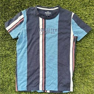 Hollister Blue and White Striped Short Sleeve Tee